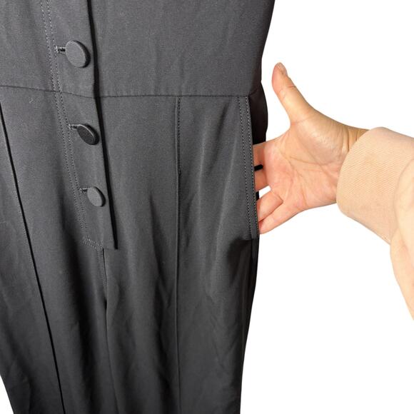 Derek Lam Black Jumpsuit Cut-Out Back Satin Hemline Evening Wear Size 4 and 6 - Picture 3 of 14